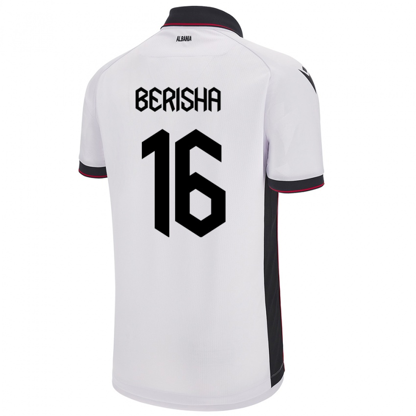 Niño Camiseta Albania Medon Berisha #16 Blanco 2ª Equipación 24-26 La Camisa México