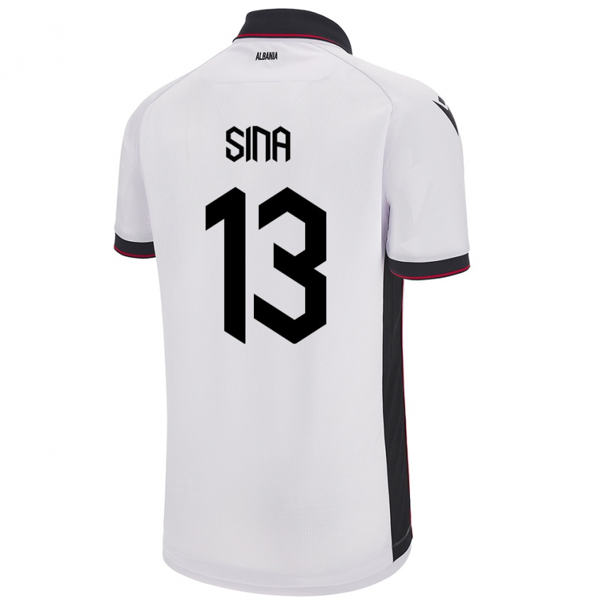 Niño Camiseta Albania Samuele Sina #13 Blanco 2ª Equipación 24-26 La Camisa México