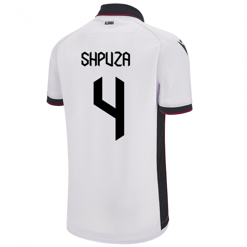 Niño Camiseta Albania Kleo Shpuza #4 Blanco 2ª Equipación 24-26 La Camisa México