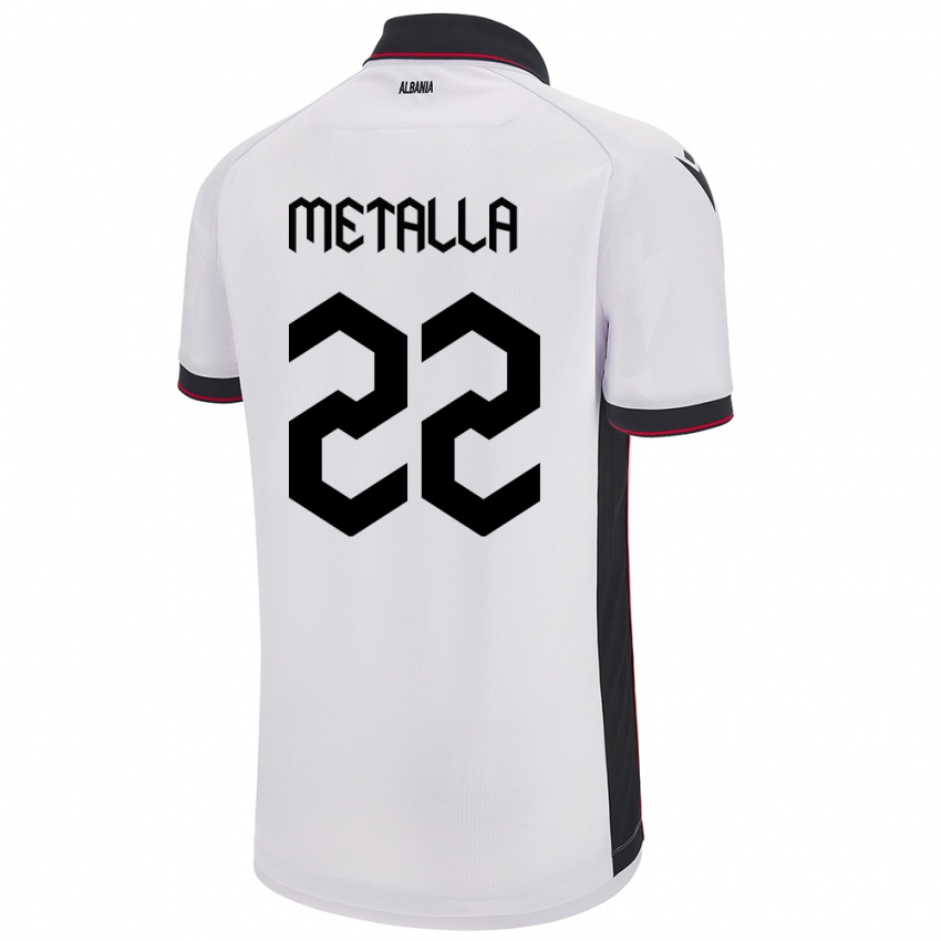 Niño Camiseta Albania Mikaela Metalla #22 Blanco 2ª Equipación 24-26 La Camisa México