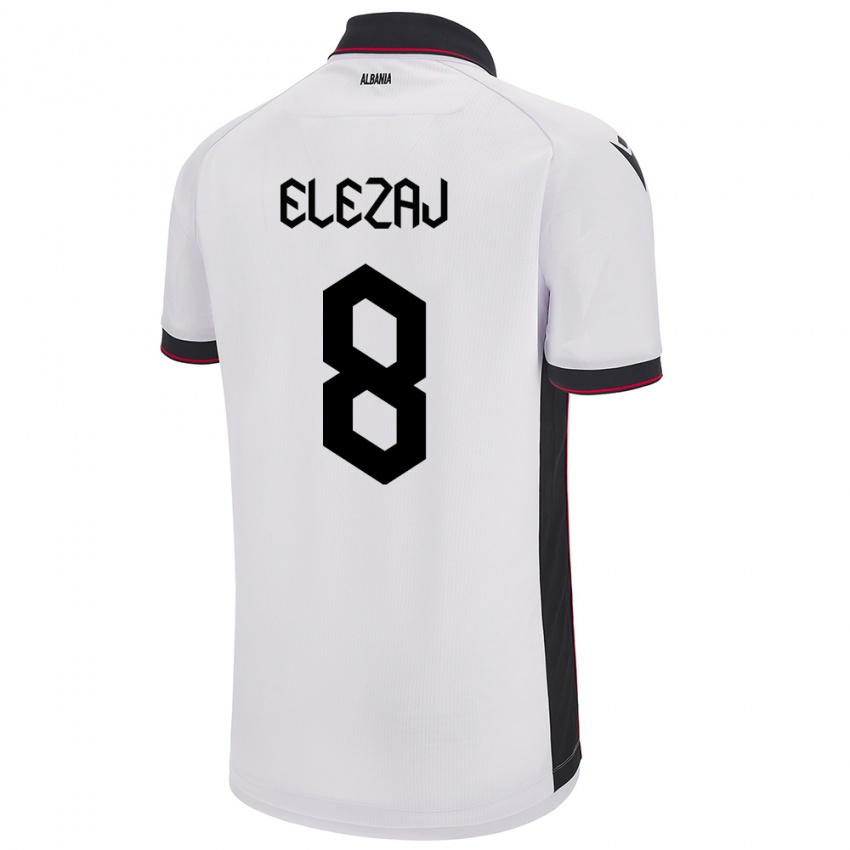 Niño Camiseta Albania Endrina Elezaj #8 Blanco 2ª Equipación 24-26 La Camisa México