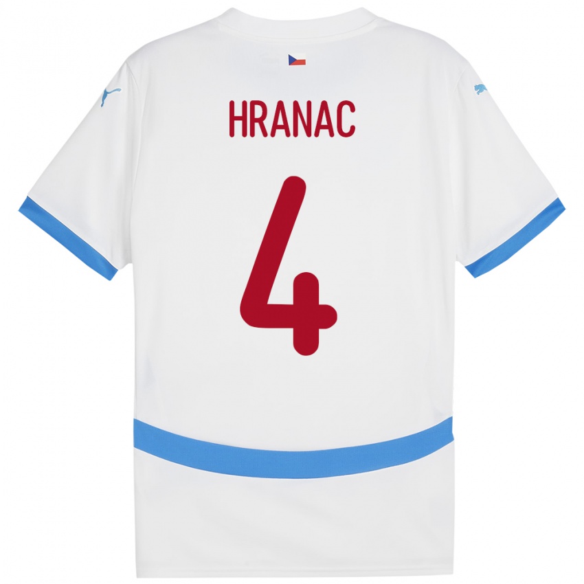 Niño Camiseta Chequia Robin Hranac #4 Blanco 2ª Equipación 24-26 La Camisa México