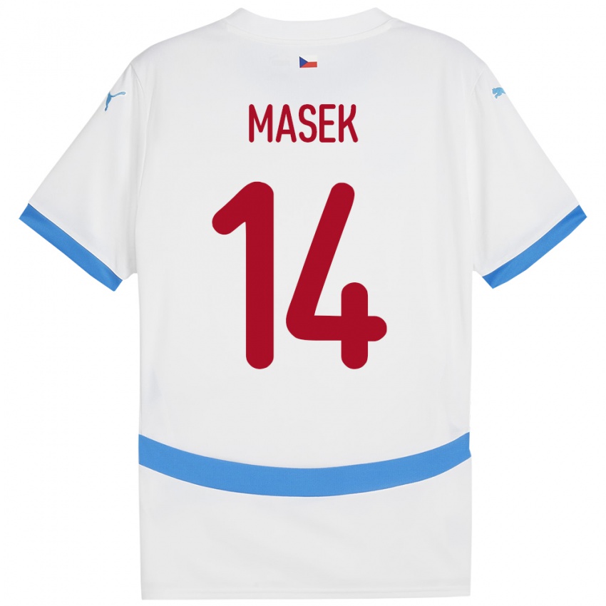 Niño Camiseta Chequia Lukas Masek #14 Blanco 2ª Equipación 24-26 La Camisa México