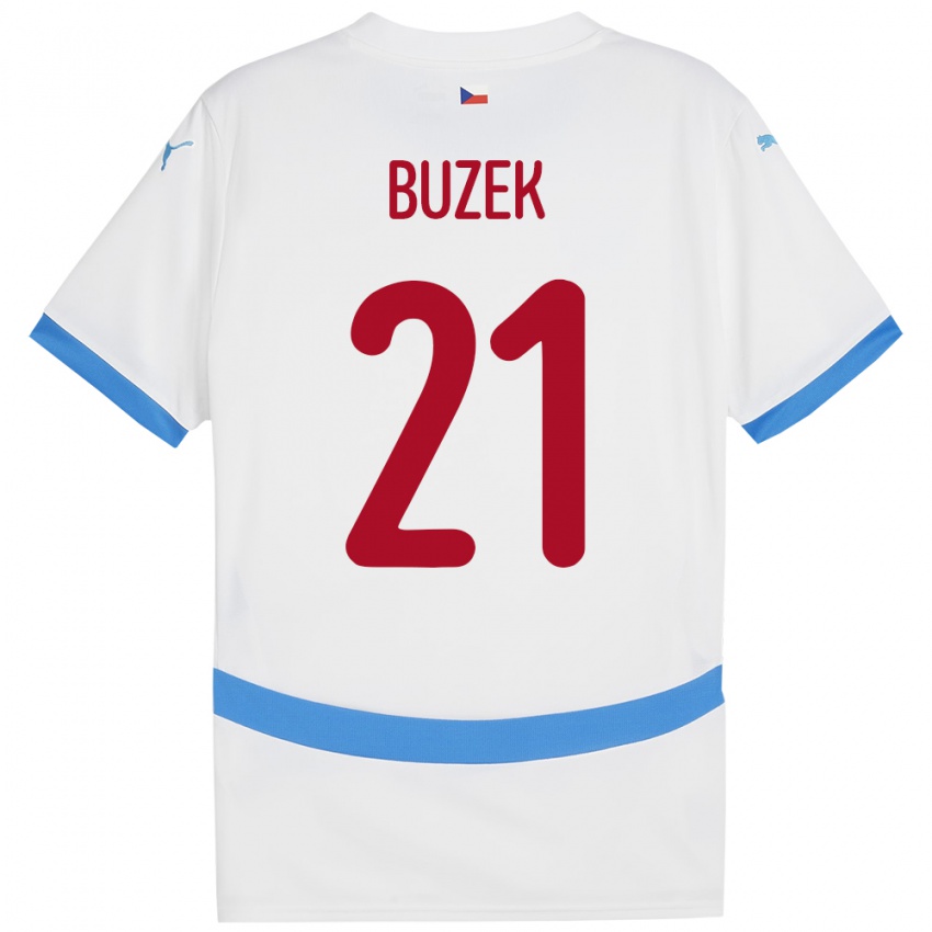 Niño Camiseta Chequia Alexandr Buzek #21 Blanco 2ª Equipación 24-26 La Camisa México