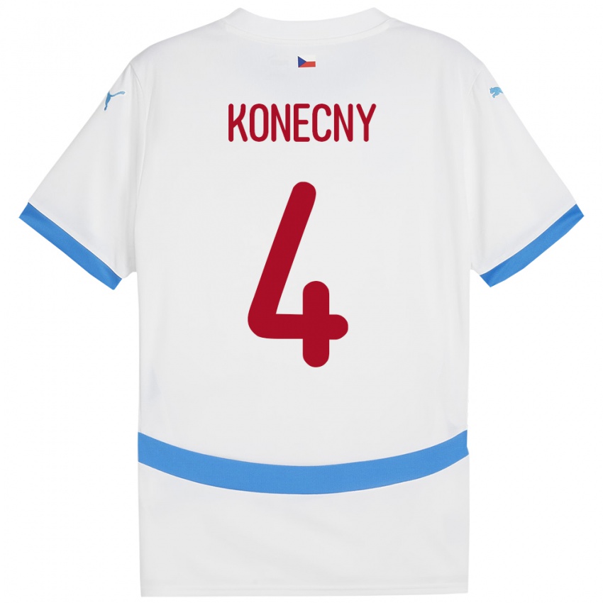 Niño Camiseta Chequia Mikulas Konecny #4 Blanco 2ª Equipación 24-26 La Camisa México