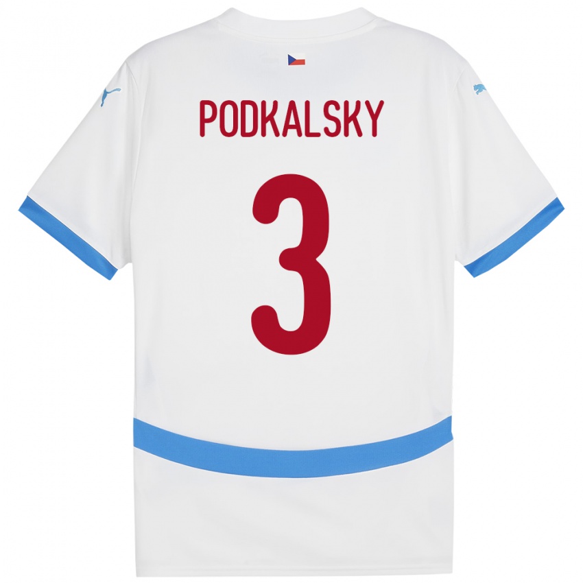 Niño Camiseta Chequia Jakub Podkalsky #3 Blanco 2ª Equipación 24-26 La Camisa México