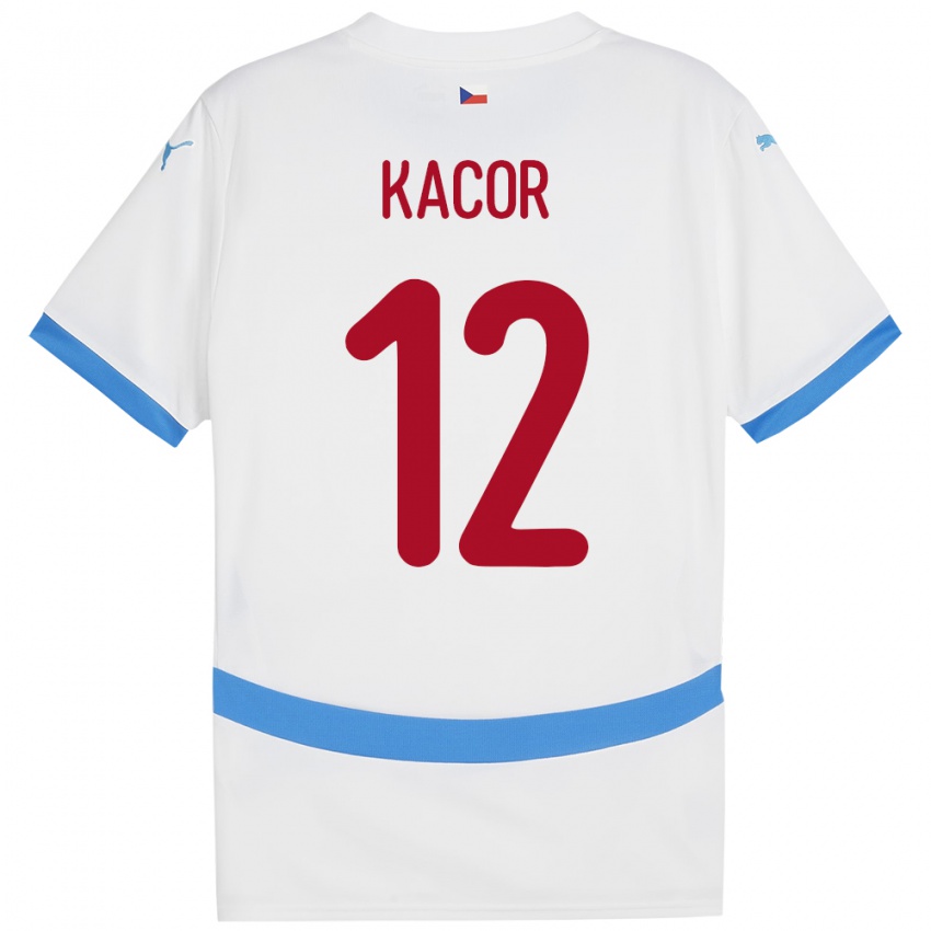 Niño Camiseta Chequia Pavel Kacor #12 Blanco 2ª Equipación 24-26 La Camisa México