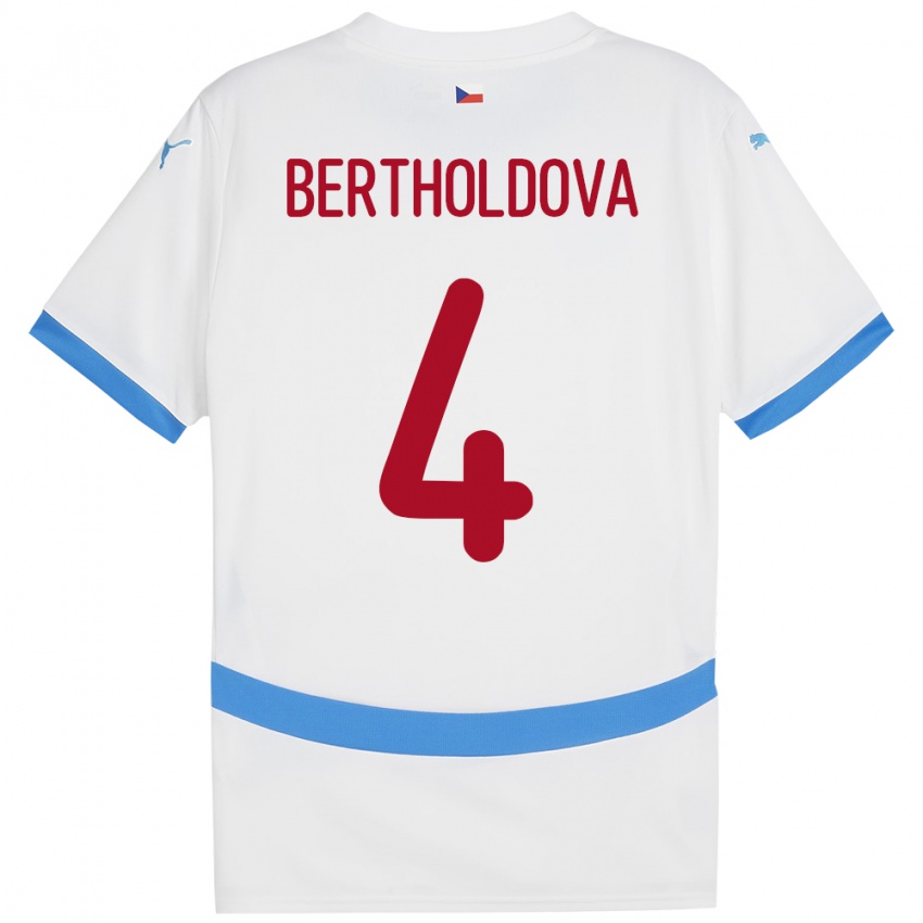 Niño Camiseta Chequia Petra Bertholdová #4 Blanco 2ª Equipación 24-26 La Camisa México