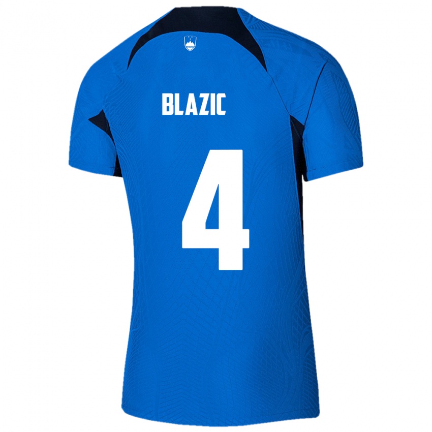 Niño Camiseta Eslovenia Miha Blazic #4 Azul 2ª Equipación 24-26 La Camisa México