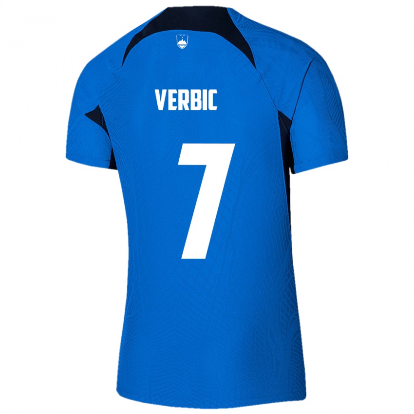 Niño Camiseta Eslovenia Benjamin Verbic #7 Azul 2ª Equipación 24-26 La Camisa México