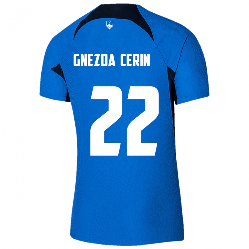 Niño Camiseta Eslovenia Adam Gnezda Cerin #22 Azul 2ª Equipación 24-26 La Camisa México