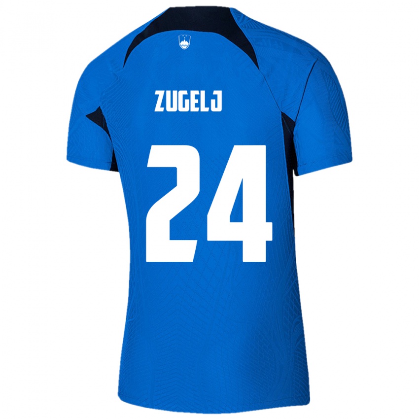 Niño Camiseta Eslovenia Nino Zugelj #24 Azul 2ª Equipación 24-26 La Camisa México