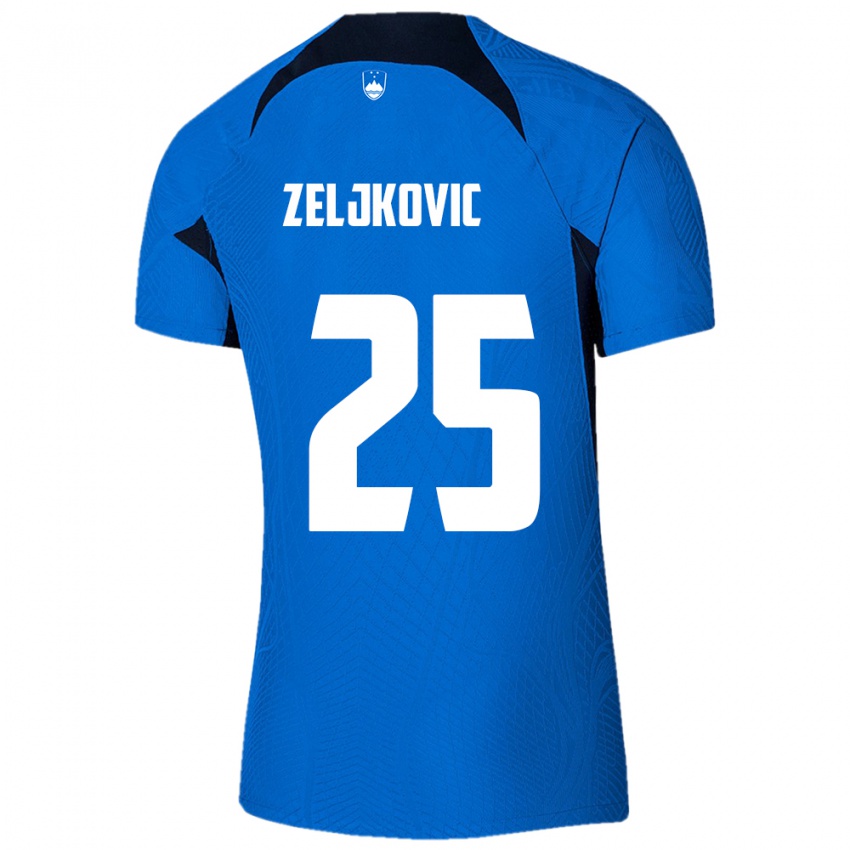 Niño Camiseta Eslovenia Adrian Zeljkovic #25 Azul 2ª Equipación 24-26 La Camisa México