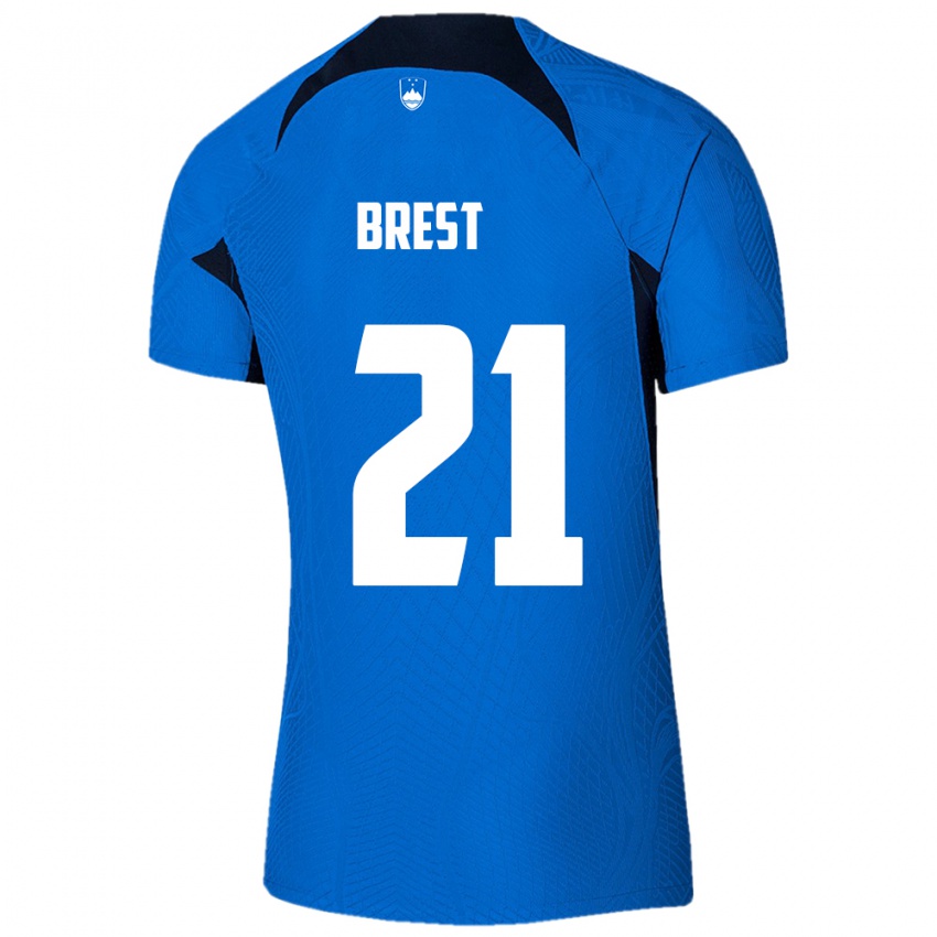 Niño Camiseta Eslovenia Marko Brest #21 Azul 2ª Equipación 24-26 La Camisa México