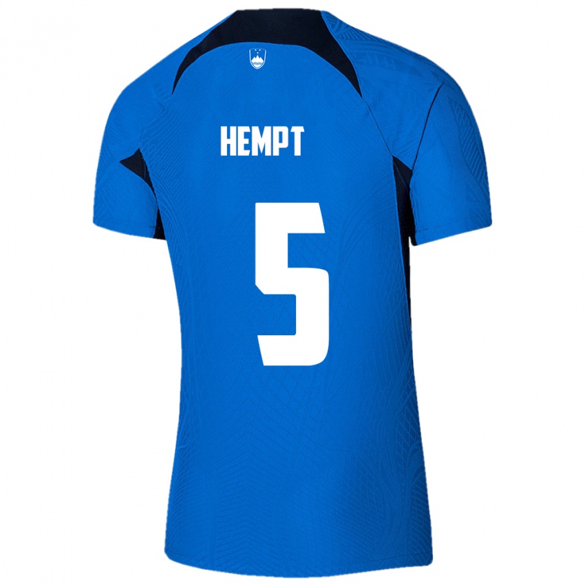 Niño Camiseta Eslovenia Lukas Hempt #5 Azul 2ª Equipación 24-26 La Camisa México