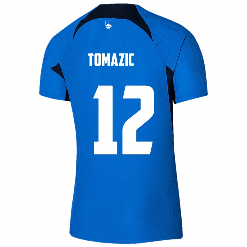 Niño Camiseta Eslovenia Lukas Tomazic #12 Azul 2ª Equipación 24-26 La Camisa México