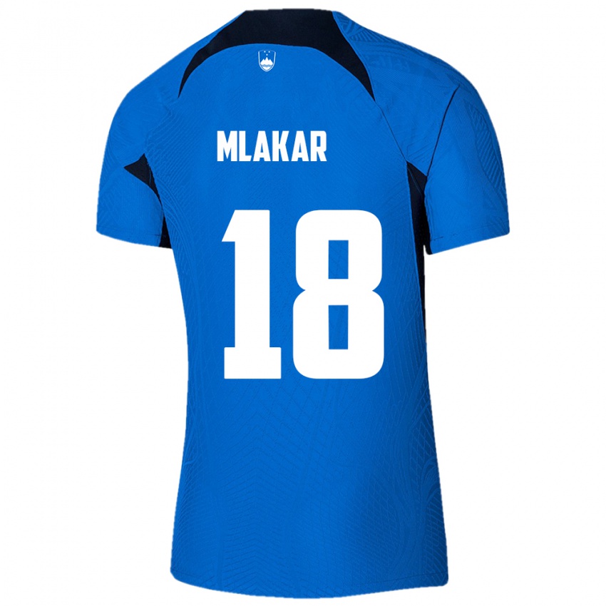 Niño Camiseta Eslovenia Luka Mlakar #18 Azul 2ª Equipación 24-26 La Camisa México