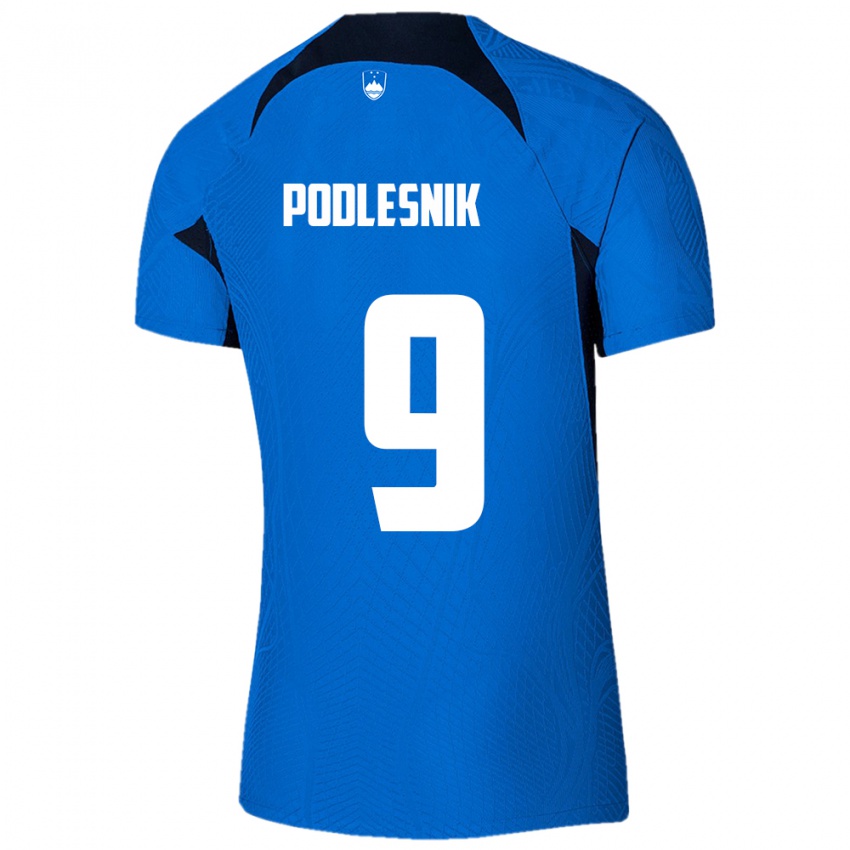 Niño Camiseta Eslovenia Nik Podlesnik #9 Azul 2ª Equipación 24-26 La Camisa México