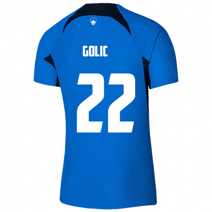 Niño Camiseta Eslovenia Tilen Golic #22 Azul 2ª Equipación 24-26 La Camisa México