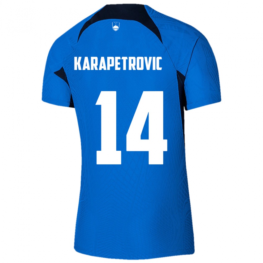 Niño Camiseta Eslovenia Luka Karapetrovic #14 Azul 2ª Equipación 24-26 La Camisa México