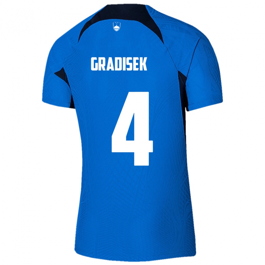 Niño Camiseta Eslovenia Sara Gradišek #4 Azul 2ª Equipación 24-26 La Camisa México