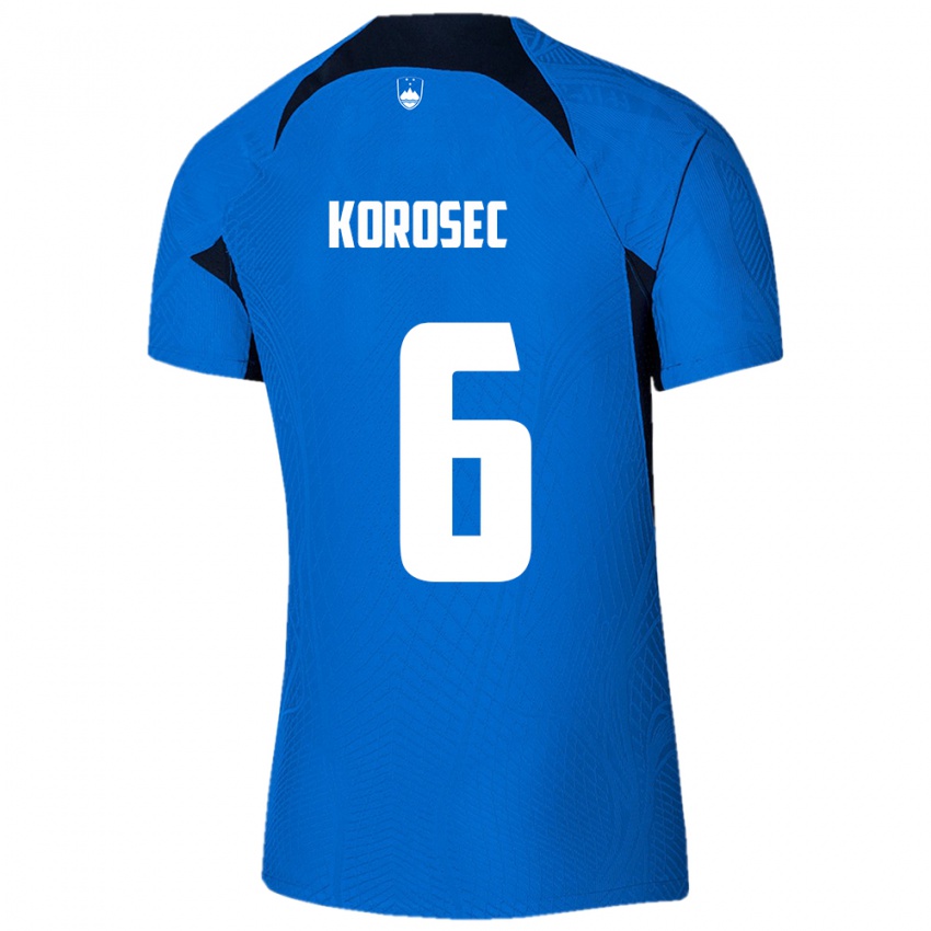 Niño Camiseta Eslovenia Kaja Korošec #6 Azul 2ª Equipación 24-26 La Camisa México