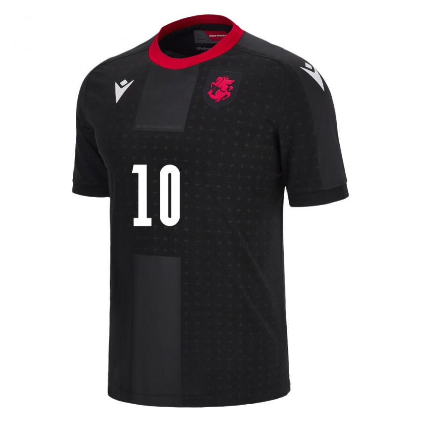 Niño Camiseta Georgia Nikoloz Kvelashvili #10 Negro 2ª Equipación 24-26 La Camisa México