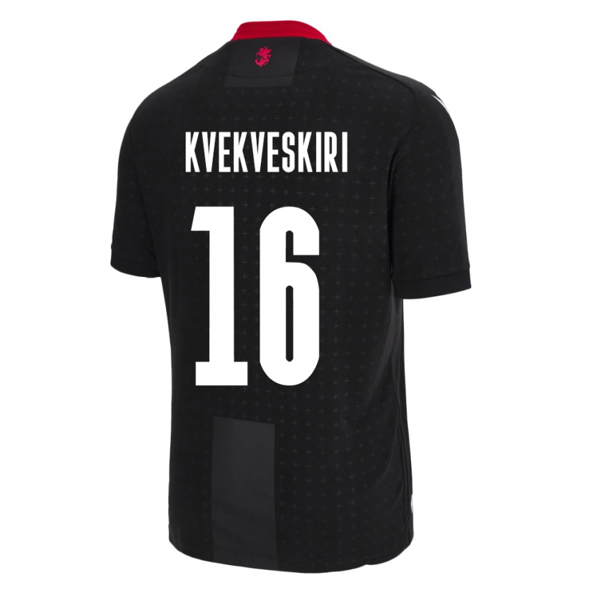 Niño Camiseta Georgia Nika Kvekveskiri #16 Negro 2ª Equipación 24-26 La Camisa México