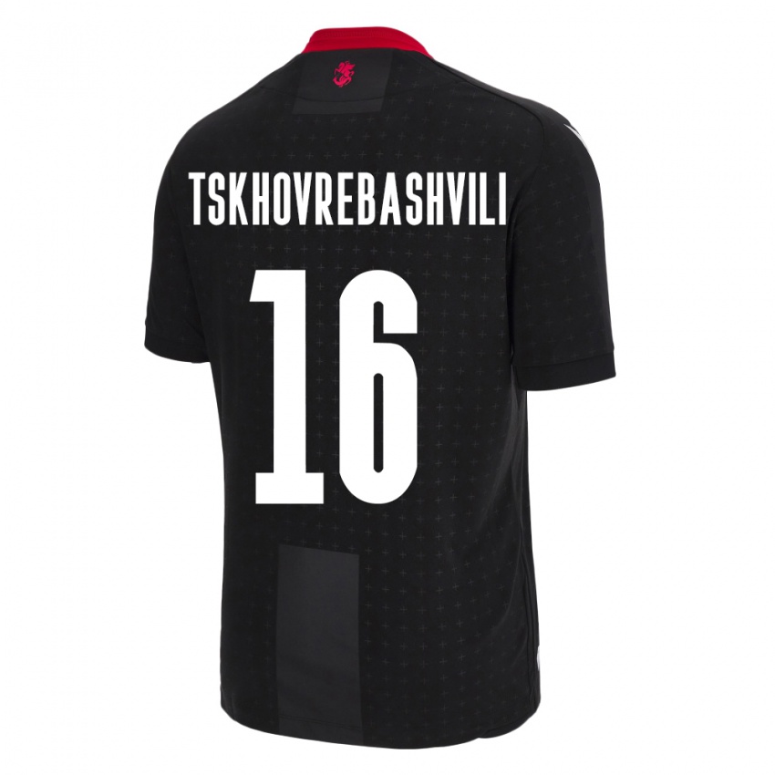 Niño Camiseta Georgia Nikoloz Tskhovrebashvili #16 Negro 2ª Equipación 24-26 La Camisa México