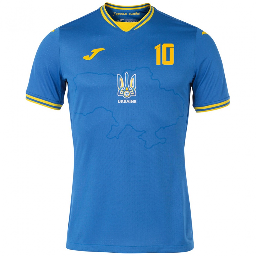 Niño Camiseta Ucrania Andriy Matkevych #10 Azul 2ª Equipación 24-26 La Camisa México