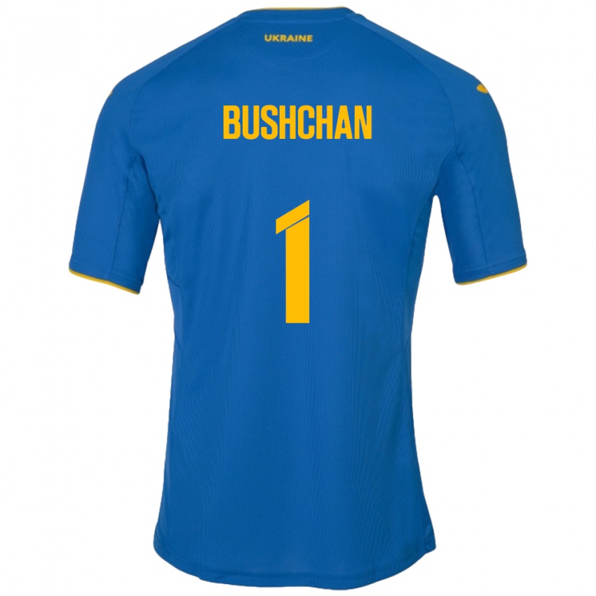 Niño Camiseta Ucrania Georgiy Bushchan #1 Azul 2ª Equipación 24-26 La Camisa México