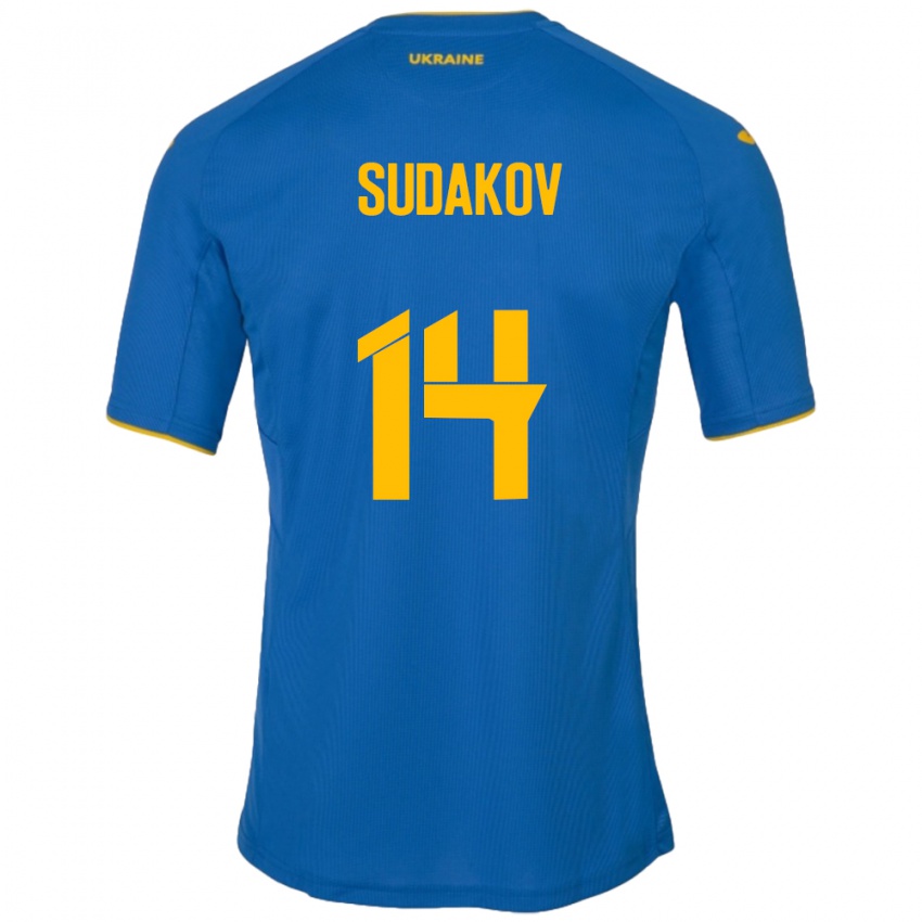 Niño Camiseta Ucrania Georgiy Sudakov #14 Azul 2ª Equipación 24-26 La Camisa México