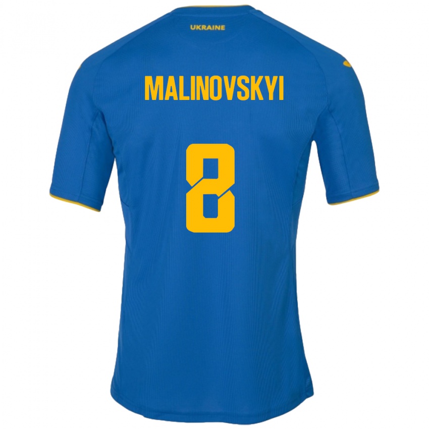 Niño Camiseta Ucrania Ruslan Malinovskyi #8 Azul 2ª Equipación 24-26 La Camisa México