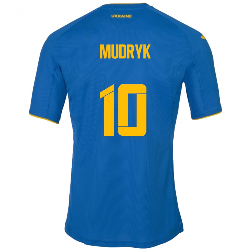 Niño Camiseta Ucrania Mykhaylo Mudryk #10 Azul 2ª Equipación 24-26 La Camisa México