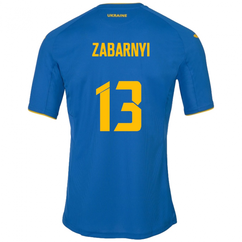 Niño Camiseta Ucrania Ilya Zabarnyi #13 Azul 2ª Equipación 24-26 La Camisa México