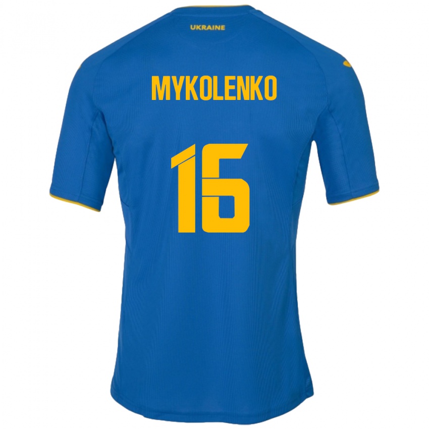 Niño Camiseta Ucrania Vitaliy Mykolenko #16 Azul 2ª Equipación 24-26 La Camisa México