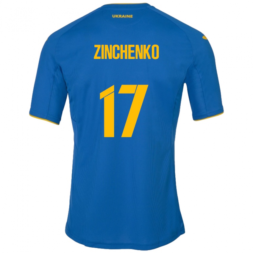 Niño Camiseta Ucrania Oleksandr Zinchenko #17 Azul 2ª Equipación 24-26 La Camisa México