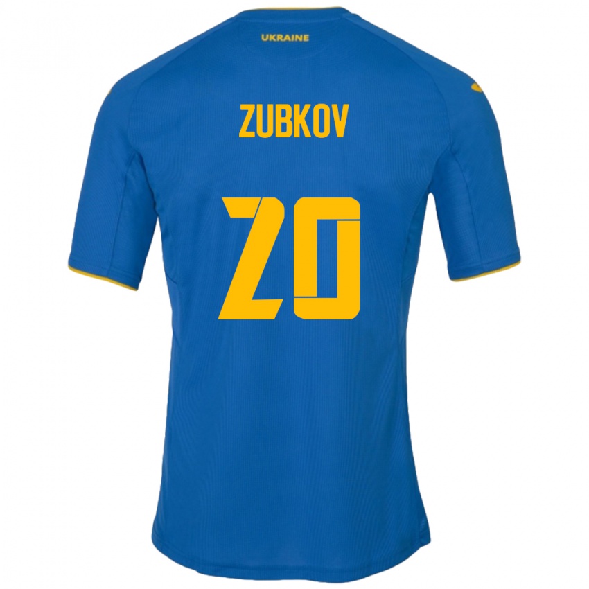 Niño Camiseta Ucrania Oleksandr Zubkov #20 Azul 2ª Equipación 24-26 La Camisa México