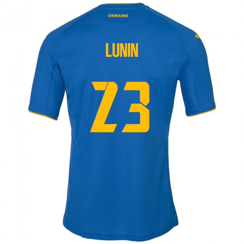 Niño Camiseta Ucrania Andriy Lunin #23 Azul 2ª Equipación 24-26 La Camisa México