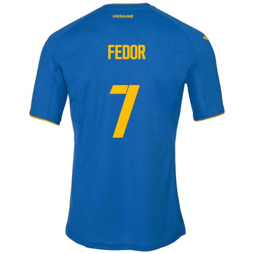 Niño Camiseta Ucrania Oleg Fedor #7 Azul 2ª Equipación 24-26 La Camisa México