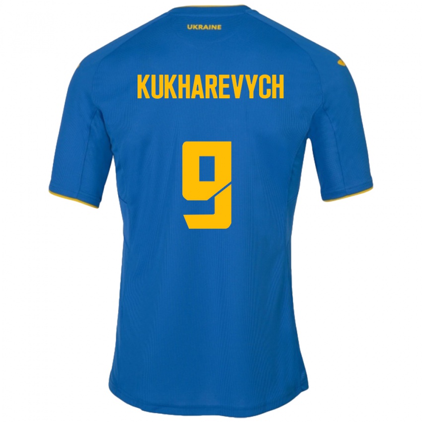 Niño Camiseta Ucrania Mykola Kukharevych #9 Azul 2ª Equipación 24-26 La Camisa México