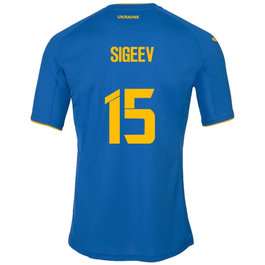 Niño Camiseta Ucrania Kyrylo Sigeev #15 Azul 2ª Equipación 24-26 La Camisa México