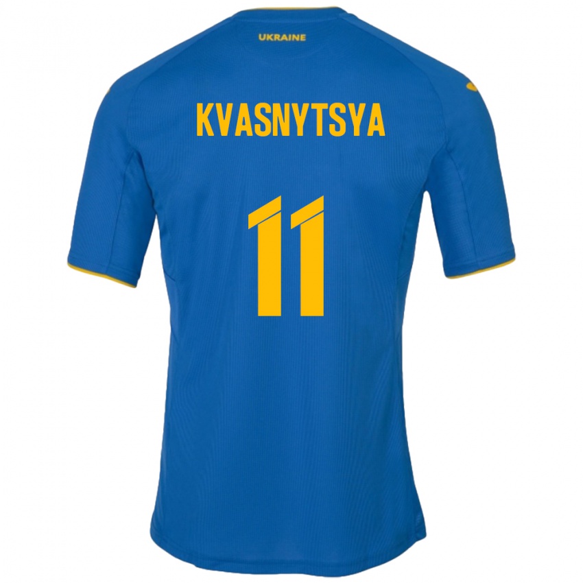 Niño Camiseta Ucrania Ilya Kvasnytsya #11 Azul 2ª Equipación 24-26 La Camisa México