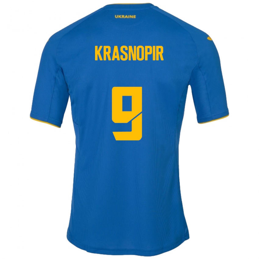 Niño Camiseta Ucrania Igor Krasnopir #9 Azul 2ª Equipación 24-26 La Camisa México