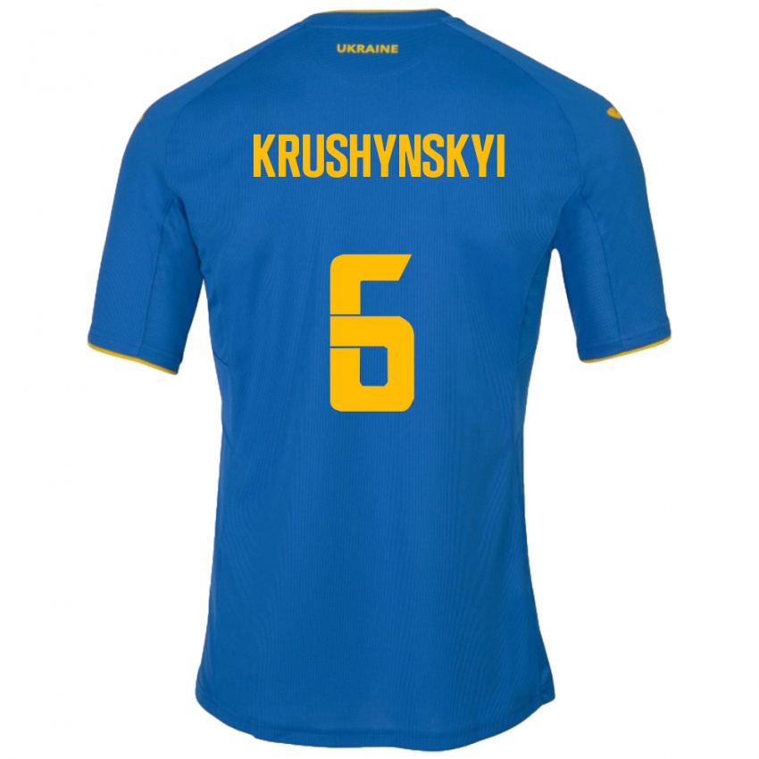 Niño Camiseta Ucrania Borys Krushynskyi #6 Azul 2ª Equipación 24-26 La Camisa México