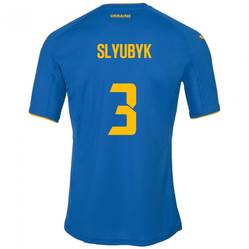 Niño Camiseta Ucrania Bogdan Slyubyk #3 Azul 2ª Equipación 24-26 La Camisa México