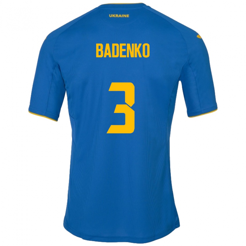 Niño Camiseta Ucrania Ilya Badenko #3 Azul 2ª Equipación 24-26 La Camisa México