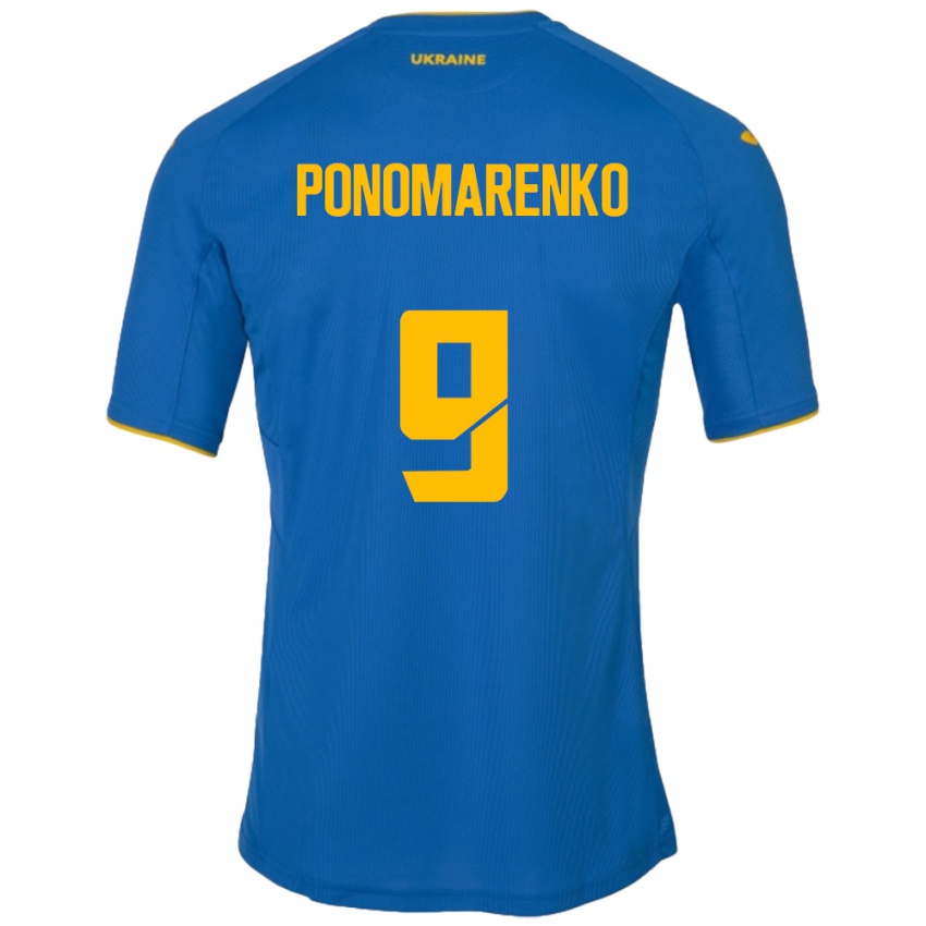 Niño Camiseta Ucrania Matviy Ponomarenko #9 Azul 2ª Equipación 24-26 La Camisa México