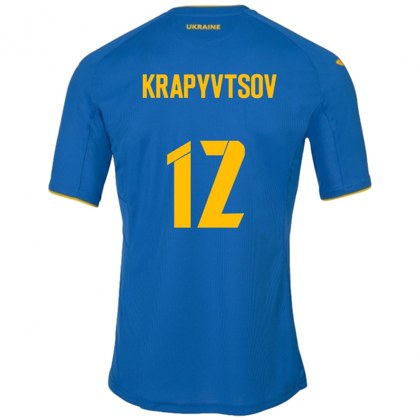 Niño Camiseta Ucrania Vladyslav Krapyvtsov #12 Azul 2ª Equipación 24-26 La Camisa México