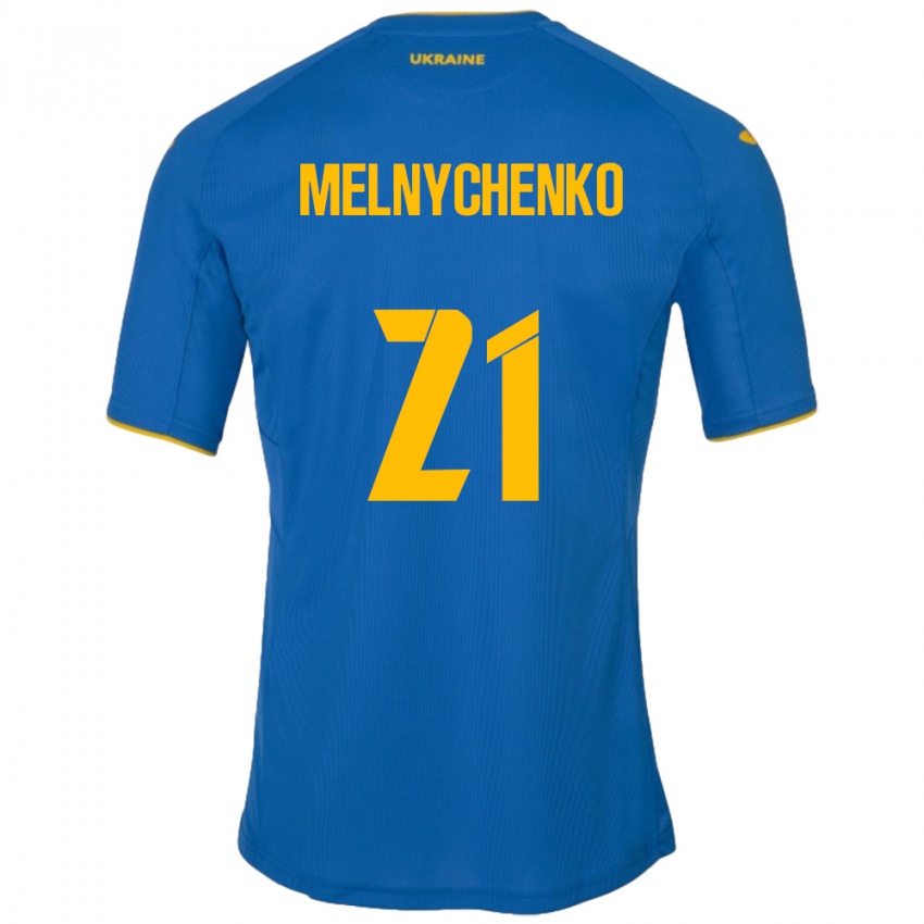 Niño Camiseta Ucrania Maksym Melnychenko #21 Azul 2ª Equipación 24-26 La Camisa México